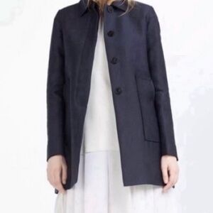 Zara Basic Collection Dark Navy Preppy Trench Coat Blazer Jacket XSmall